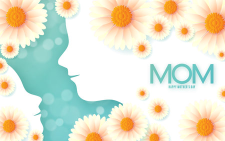 Happy Motherâs Day with flower paper cut flat design.のイラスト素材