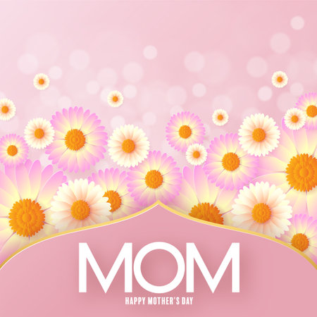 Happy Motherâs Day with flower paper cut flat design.のイラスト素材