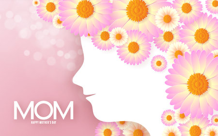 Happy Motherâs Day with flower paper cut flat design.のイラスト素材