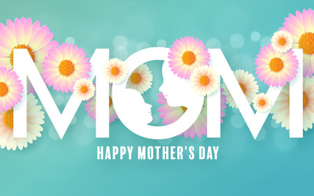 Happy Motherâs Day with flower paper cut flat design.のイラスト素材