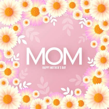 Happy Motherâs Day with flower paper cut flat design.のイラスト素材
