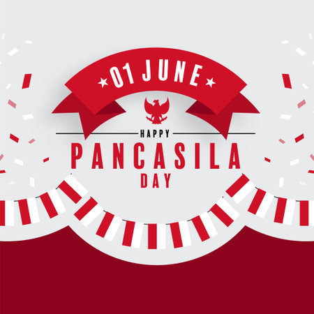 Pancasila Day Indonesian national holiday in flat design.のイラスト素材