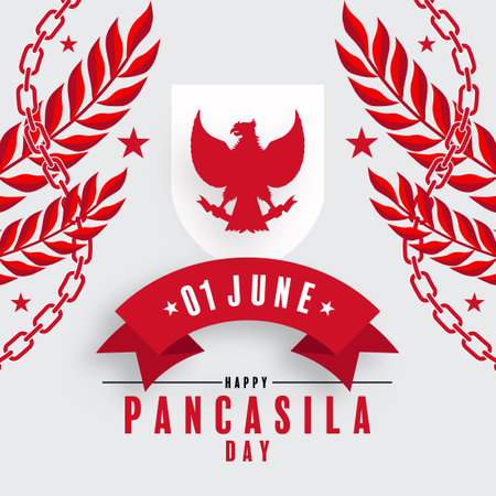 Pancasila Day Indonesian national holiday in flat design.のイラスト素材