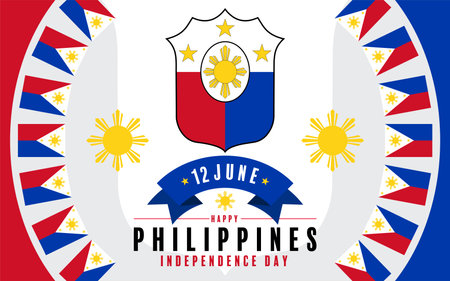 Philippines independence day with Philippines flag blue and red color.のイラスト素材