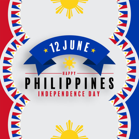 Philippines independence day with Philippines flag blue and red color.のイラスト素材