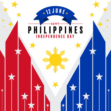 Philippines independence day with Philippines flag blue and red color.のイラスト素材