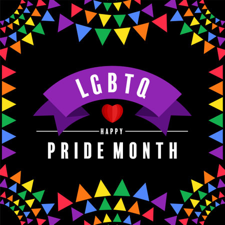 pride month with flag rainbow in flat design.のイラスト素材