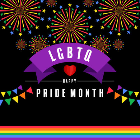 pride month with flag rainbow in flat design.のイラスト素材