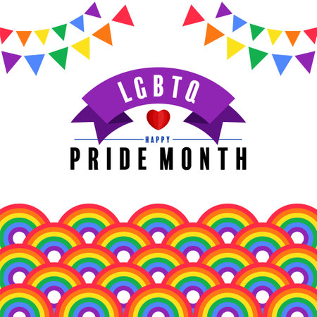 pride month with flag rainbow in flat design.のイラスト素材