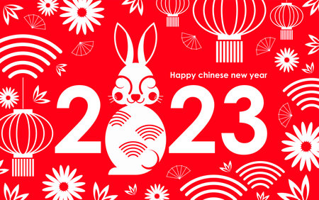 Happy chinese new year 2023 year of the rabbit zodiac signのイラスト素材