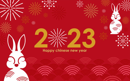 Happy chinese new year 2023 year of the rabbit zodiac signのイラスト素材