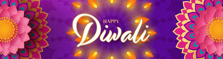 Happy diwali, deepavali the indian festival celebration on color background.のイラスト素材