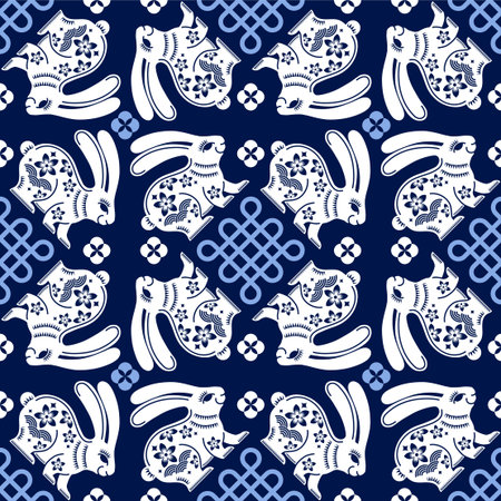 Seamless pattern with chinese new year 2023 and mid autumn festival