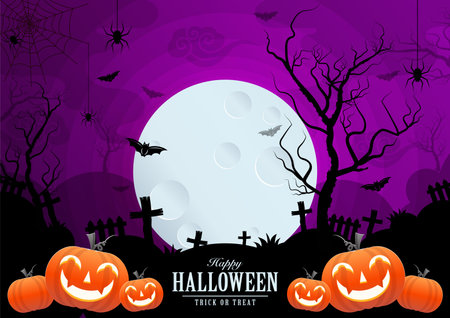 Happy halloween background template with pumpkin.のイラスト素材