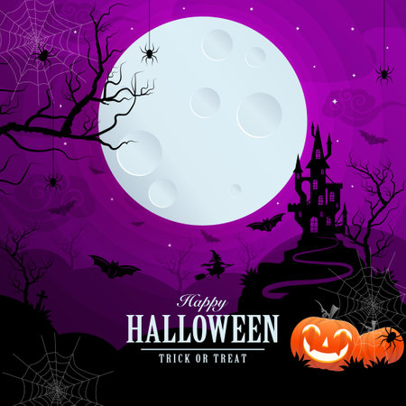 Happy halloween background template with pumpkin.のイラスト素材