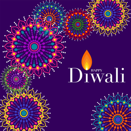 Happy Diwali, Deepavali or Dipavali the Indian festival Celebration flat design.のイラスト素材