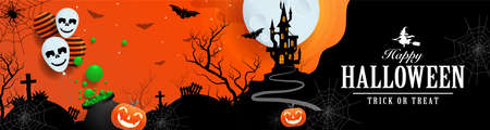 Happy halloween background template with pumpkin.のイラスト素材