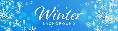 Snowflakes design for winter with snowflakes paper cut style on color background.