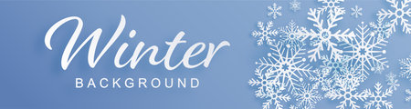 Snowflakes design for winter with snowflakes paper cut style on color background.のイラスト素材