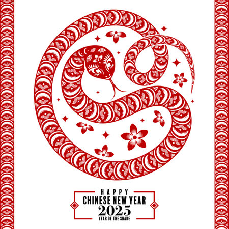 Happy chinese new year 2025 the snake zodiac signのイラスト素材