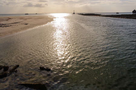 sunset on the sea beachの写真素材