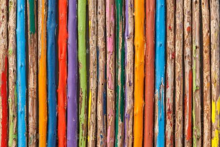 Colorful wood fenceの写真素材