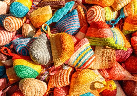 Colorful woven bagの写真素材