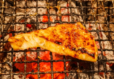 Grilled butter fish on the grillの写真素材