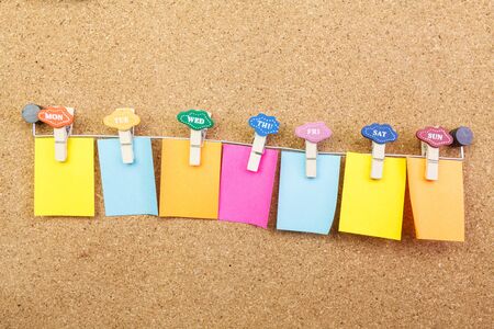 Empty colorful post it of weekの写真素材