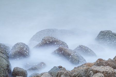 long exposure of sea and rocksの写真素材