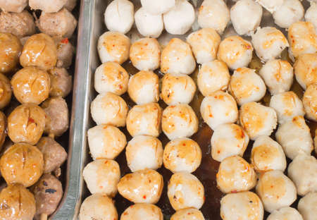 Thai style meatball with chili spicy sauceの写真素材