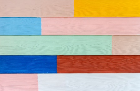 Multi color wooden wall backgroundの写真素材