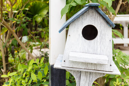 Wooden bird houseの写真素材