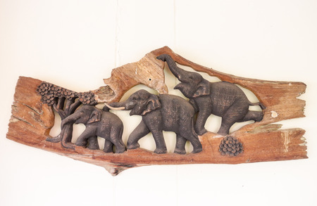 Elephant made from wood, Thailandの写真素材