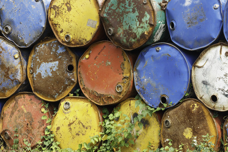 Old oil barrelsの写真素材