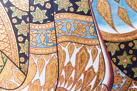 Traditional Thai art on temple wallの写真素材