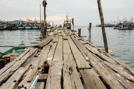 wooden pier , low saturationの写真素材