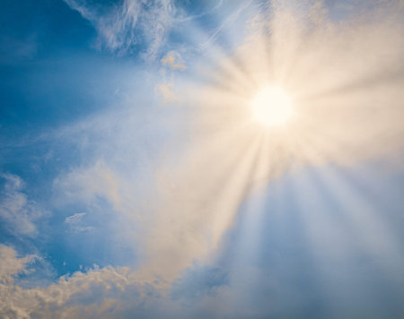 Beauty blue sky in sunny day with nature white clouds. Natural background