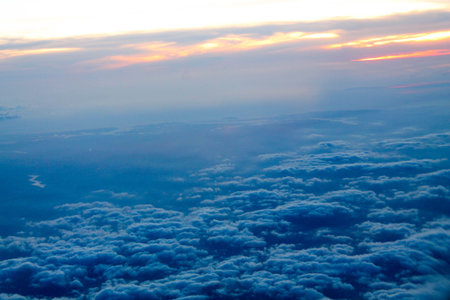 Gray sky beneath the flight.