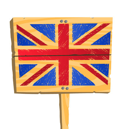 Wooden plate with British flagのイラスト素材