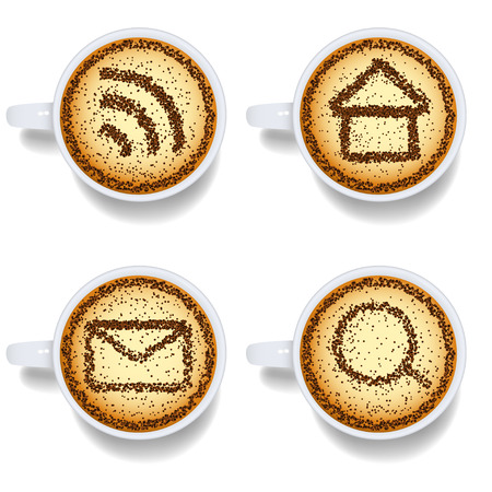 Cappuccino with web iconsのイラスト素材