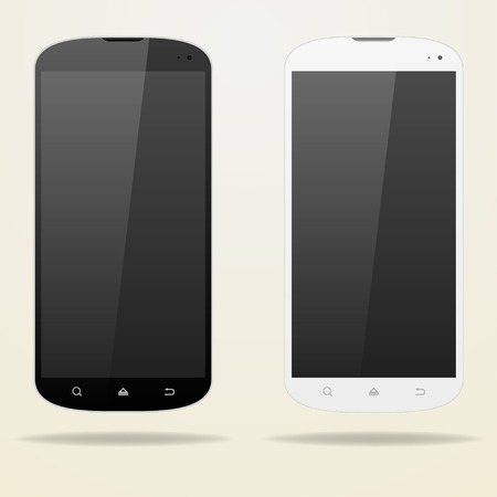 Two empty smartphone  White and black  Buttons, camera, touch screenのイラスト素材