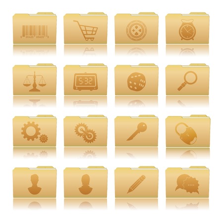 Vector illustration  Set of folders with symbolsのイラスト素材