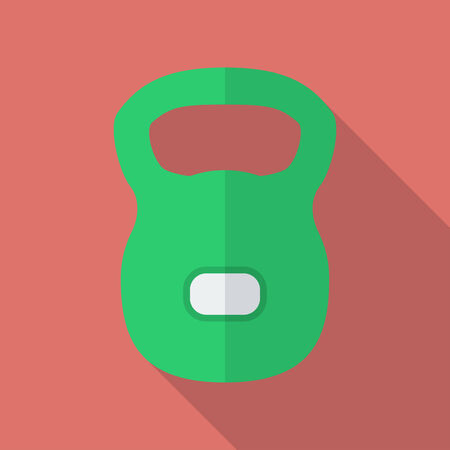 Sport dumbbell icon. Modern Flat style with a long shadowのイラスト素材