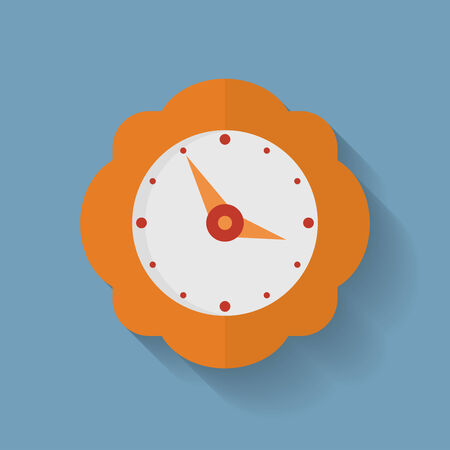 Icon of orange clock. Flat styleのイラスト素材