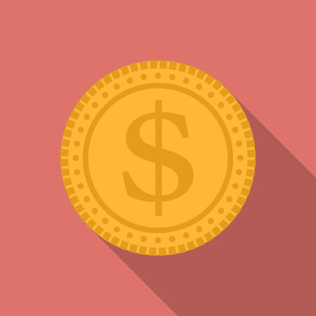 Dollar coin icon. Modern Flat style with a long shadowのイラスト素材