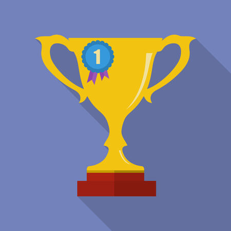 Cup, award, medal icon. Modern Flat style with a long shadowのイラスト素材