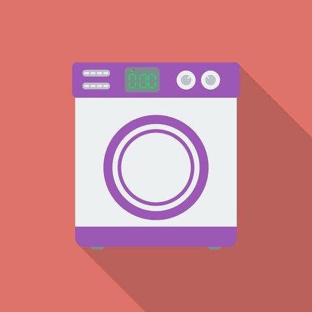 Washing machine icon. Modern Flat style with a long shadowのイラスト素材