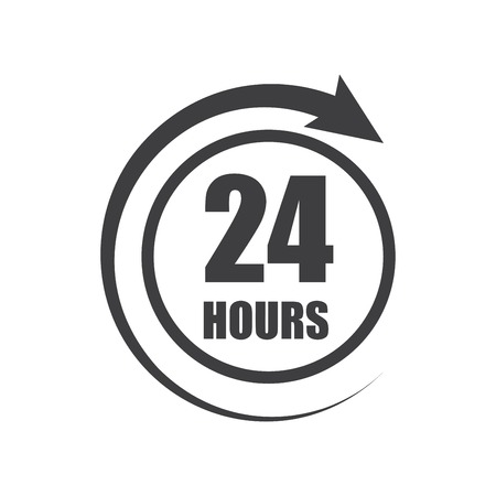 Icon of symbol, sign Open around the clock or 24 hours a dayのイラスト素材