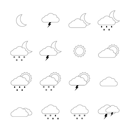 Weather icon set. Thin line styleのイラスト素材